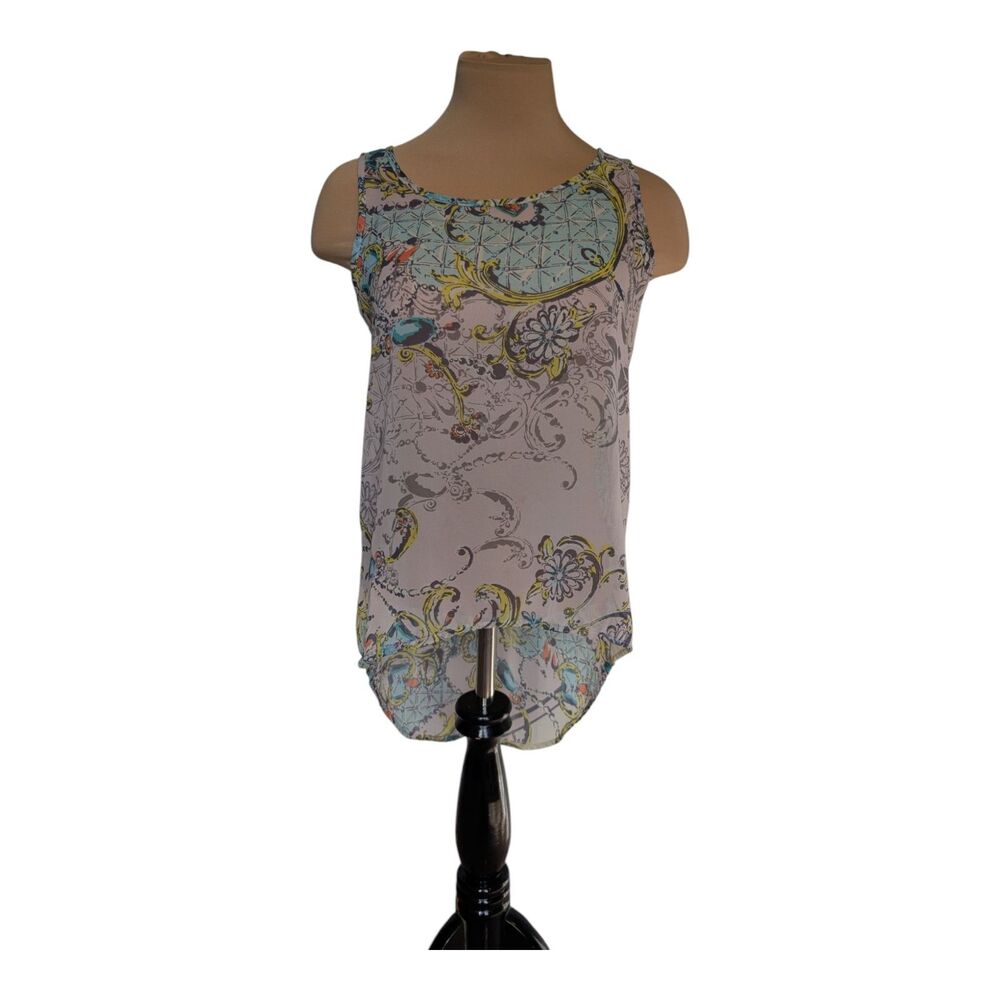 ONE CLOTHING semi-sheer tank top with button back Y2K FairyCore Size Small